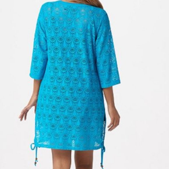 Denim & Co Beach Side Tide Knit Lace Cover-Up 1726 - Picture 2 of 4